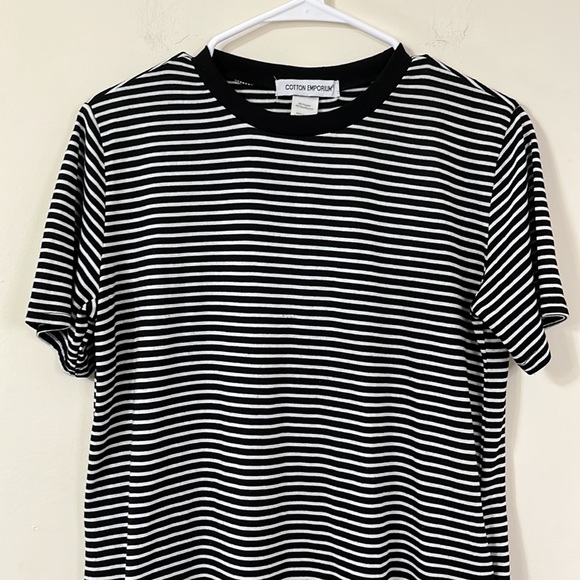 Cotton Emporium Black White Striped Tee Shirt Dress With Pockets S - Picture 3 of 6